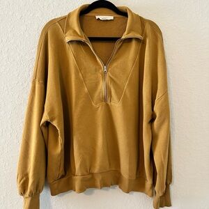 LOFT Camel Zip-Up Sweater